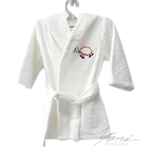 Бял детски халат за баня с бродерия Ива